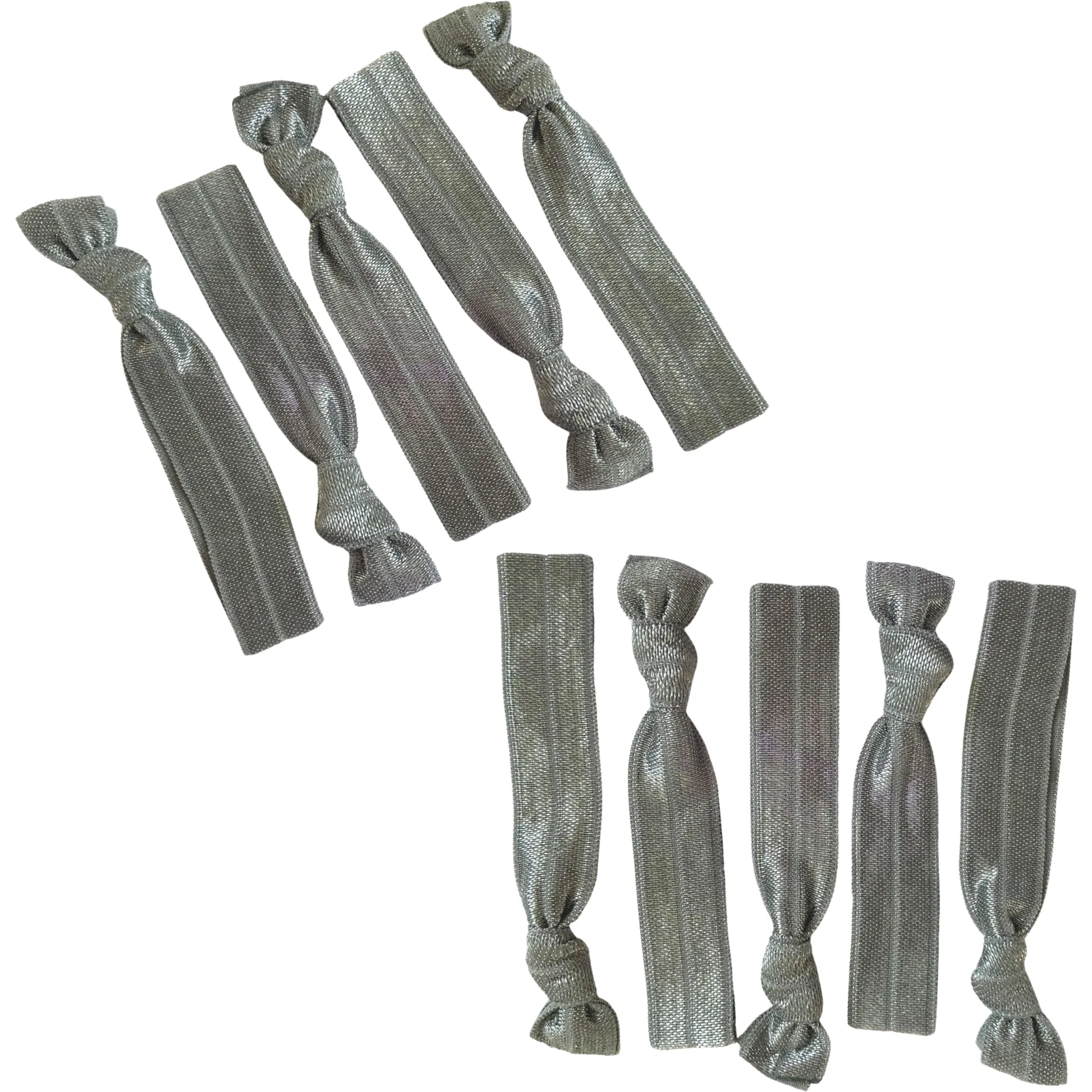 Gray Ribbon Hair Ties - 10 Pack