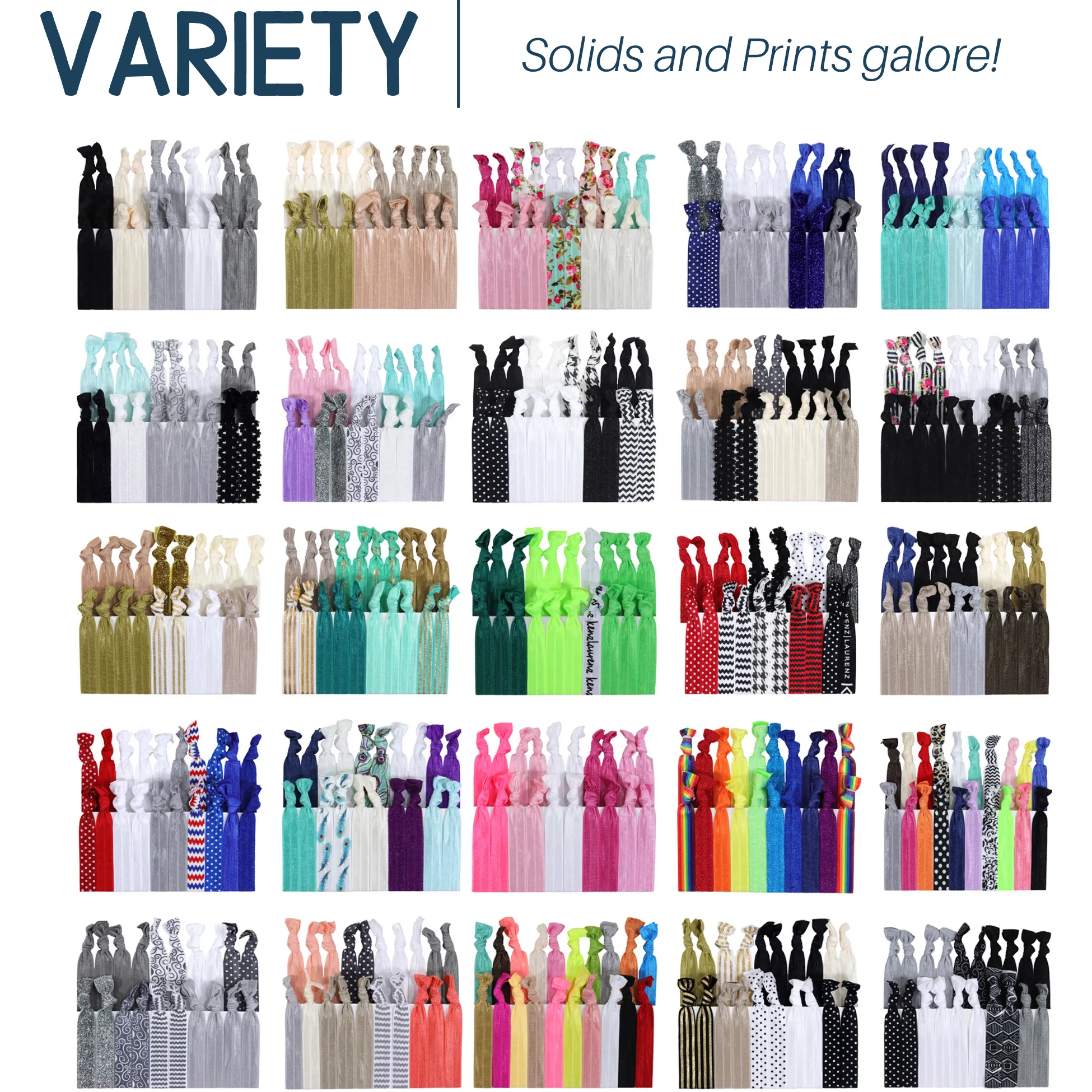 Green Ribbon Hair Ties - 10 Pack